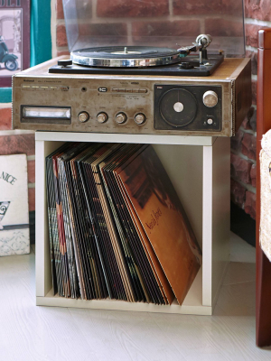 Way Basics Eco Stackable Vinyl Record Storage Cube White