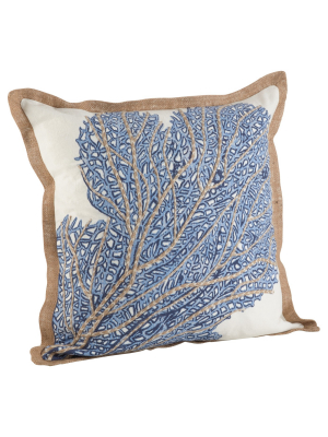 20"x20" Sea Fan Coral Print Cotton Throw Pillow Blue - Saro Lifestyle