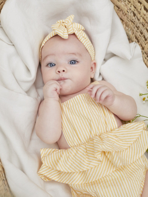 My Little Cozmo Juliet Seersucker Baby Romper - Yellow