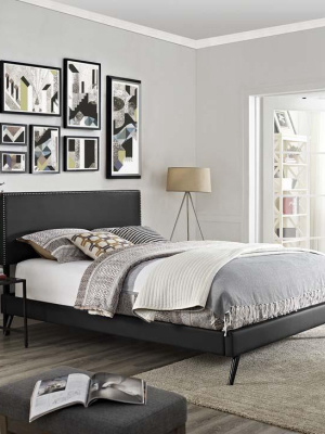 Macey Full Platform Bed With Round Splayed Legs