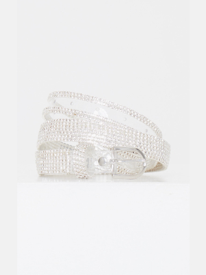 Clear Pu Silver Studded Waist Belt