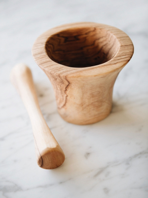 Connected Goods Wild Olive Wood Pestle And Mortar