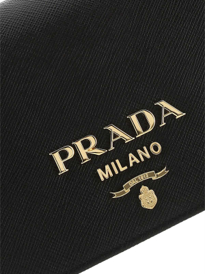 Prada Logo Plaque Chain Clutch Bag