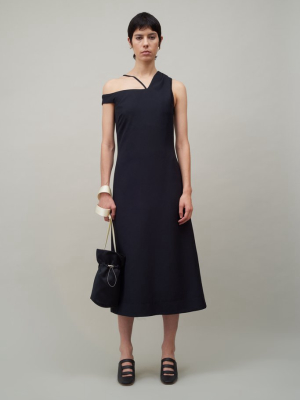 Asymmetric Off Shoulder Dress - Black
