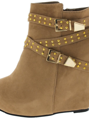 Yuki2 Taupe Studded Wedge Boot