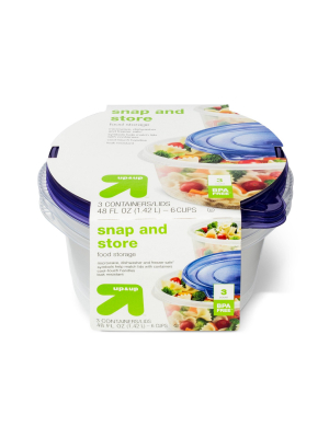 Snap And Store Medium Round Bowl Food Storage Container - 3ct/48 Fl Oz - Up&up™