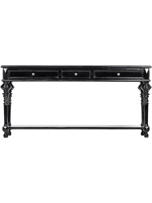 Noir Colonial Large Black Sofa Table