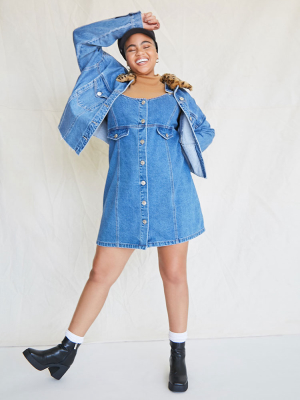 Plus Size Denim Overall Dress