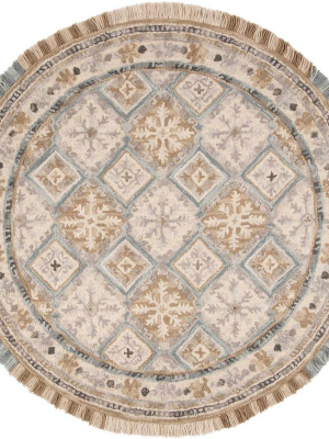 Blossom Beige/light Blue Round Rug