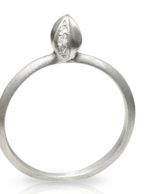 Silver Bud Ring With Diamonds