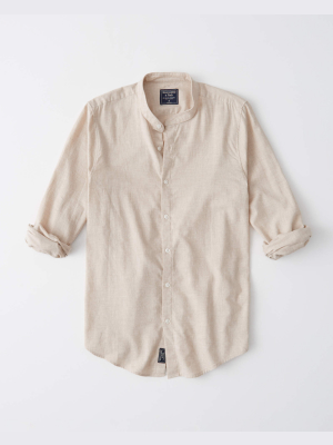 Banded Collar Brushed Oxford Shirt