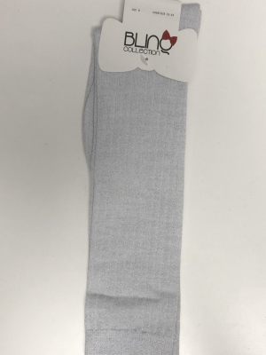 Blinq Ribbed Glitter Knee Sock - Silver