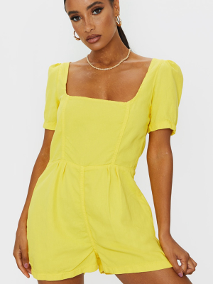 Lemon Square Neck Denim Playsuit