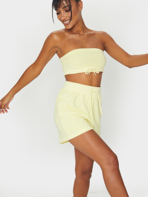 Yellow Drawstring Tie Towelling Bandeau