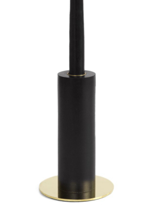 Laven X Provide - Stacked Candleholder Medium - Black Maple & Brass