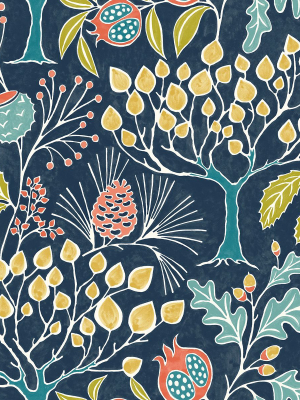 Shiloh Botanical Wallpaper In Navy From The Bluebell Collection By Brewster Home Fashions