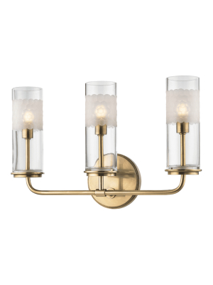 Wentworth 3 Light Wall Sconce Aged Brass