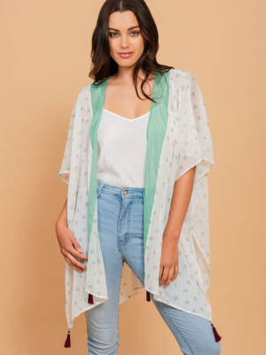 Kimono Shrug With Blue Border