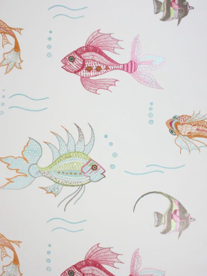 Sample Aquarium Wallpaper In Multi-color From The Perroquet Collection By Nina Campbell