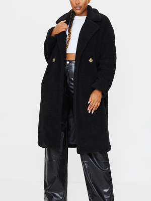 Black Borg Lapel Drop Arm Maxi Coat