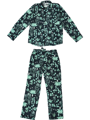 Men's Navy Blue Circe's Garden Long Pajama Set