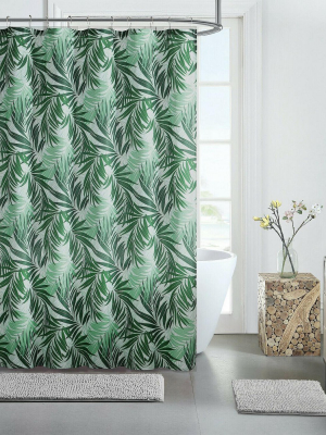 Kate Aurora Tropical Palm Chic Fabric Shower Curtain - Boca Green