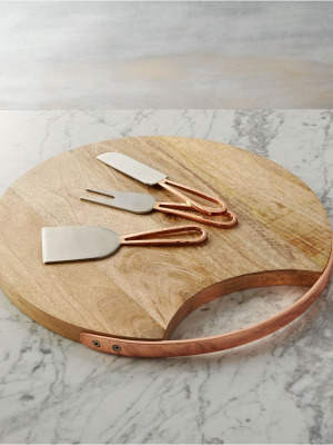Beck Cheese Board And 3 Copper Cheese Knives Set