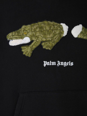 Palm Angels Croco Embroidered Hoodie