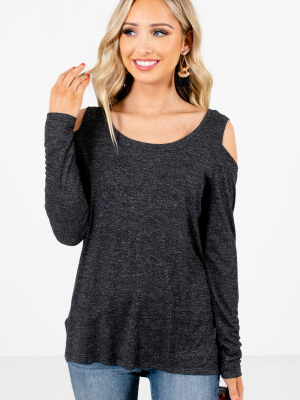 Fine By Me Black Cold Shoulder Top