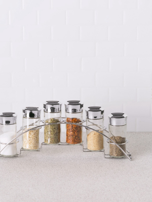 Home Basics Ultra Sleek Half Moon Steel Seasoning And Herbs Organizing Spice Rack With 6 Empty Glass Spice Jars, Chrome