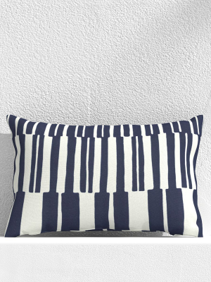 Striped Lines Navy Outdoor Pillow
