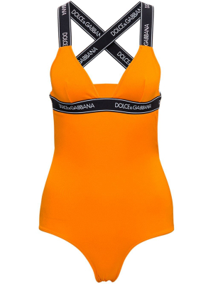 Dolce & Gabbana Logo Band Cross-strap One Piece Swimsuit