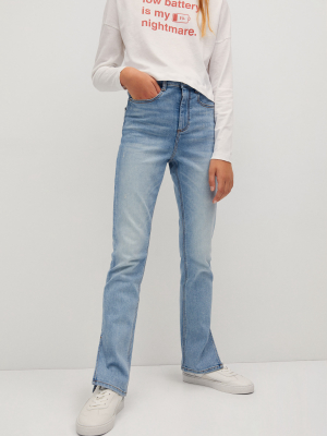 Side Slit Medium Wash Jeans