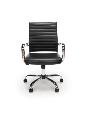 Soft Ribbed Bonded Leather Executive Conference Chair Black - Ofm