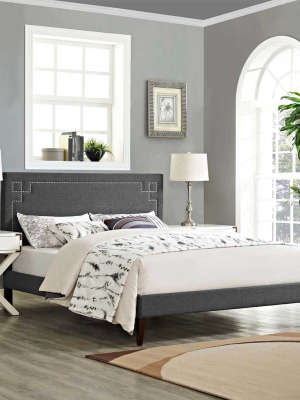 Rosa Fabric Platform Bed Gray