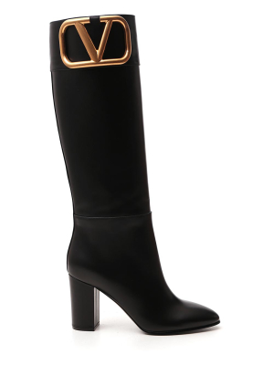 Valentino Supervee Logo Plaque Boots