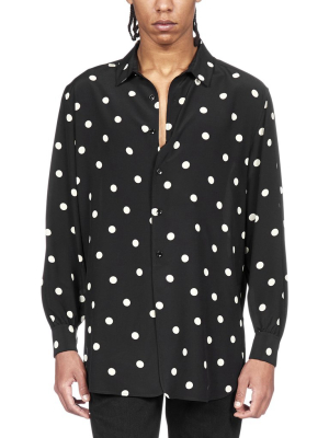 Saint Laurent Dotted Satin Western Shirt