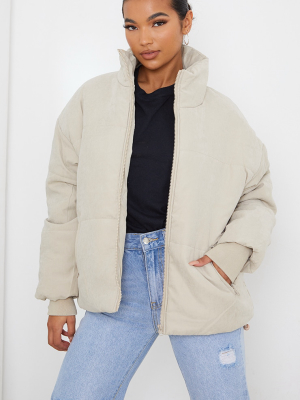 Stone Oversized Peach Skin Cuff Puffer Jacket