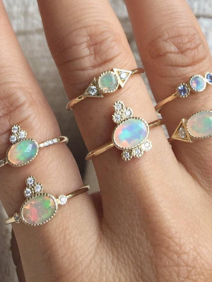 Opal Crown 6 Diamond Ring