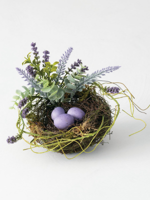 Sullivans Artificial Lavender Nest 5.5"h Purple