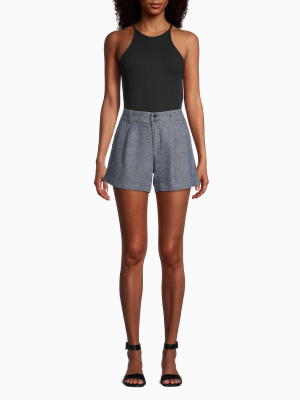 Linen Button-front Shorts