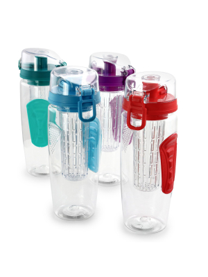 Gibson Home Rockland 4 Piece 32 Ounce Hydration Water Bottle Set In Assorted Colors