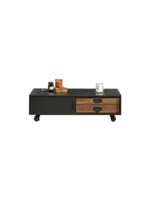 Sauder Boulevard Cafe Coffee Table Black With Vintage Oak Accents