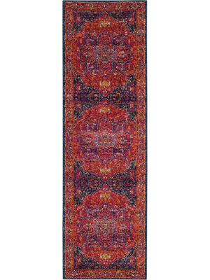 Evoke Fuchsia/orange Runner Rug