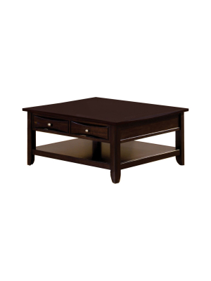 Langen Modern 2 Drawer Square Cocktail Table Brown - Iohomes