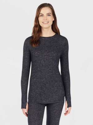 Warm Essentials By Cuddl Duds Women's Sweater Knit Crewneck Thermal Top