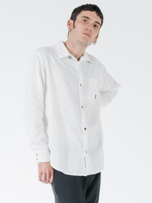 Minimal Thrills Oversized Long Sleeve Shirt - Dirty White