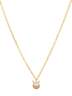 Baguette Half Moon Necklace - Gold