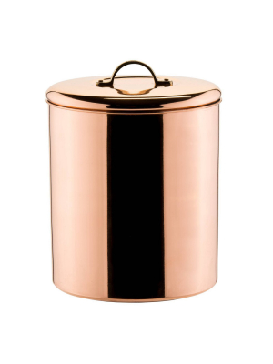 Old Dutch Polished Copper Canister With Brass Knob