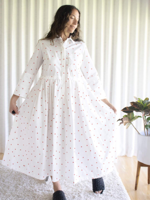 Odeeh Polka Dot White Dress